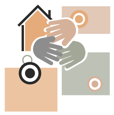 Hands joining over a house illustration